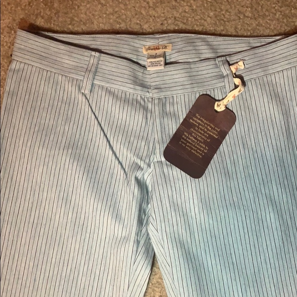 Frankie B Pinstripe Baby Blue Boot Cut Pants